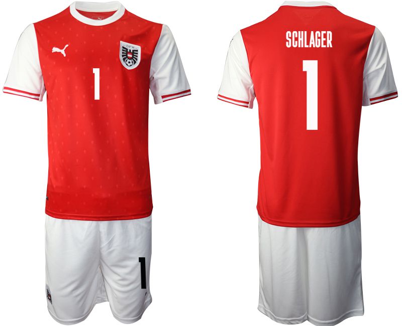 Men 2020-2021 European Cup Austria home red #1 Soccer Jersey->austria jersey->Soccer Country Jersey